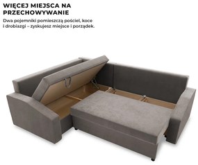 Grande Plus sarokkanapé, baloldali, szövet anyag, szürke