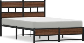 vidaXL barna tölgy színű fém ágykeret matrac nélkül 120 x 200 cm