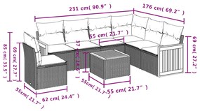 7 részes szürke polyrattan kerti ülőgarnitúra párnákkal