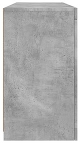 betonszürke tálalószekrény LED-világítással 142,5 x 37 x 67 cm