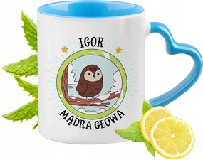 Kék bögre szív alakú füllel Igornak Ideális Ajándék