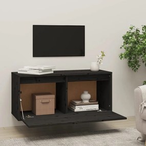 fekete tömör fenyőfa faliszekrény 80 x 30 x 35 cm