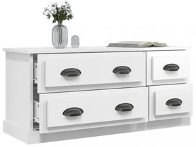 magasfényű fehér szerelt fa TV-szekrény 100 x 35,5 x 45 cm
