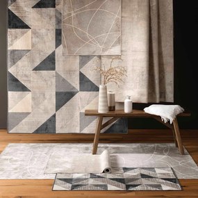 Szürke-bézs pamutkeverék szőnyeg 140x200 cm Graphic – douceur d'intérieur