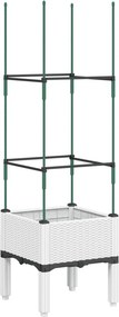 vidaXL fehér polipropilén rácsos kerti ültetőláda 40 x 40 x 142,5 cm