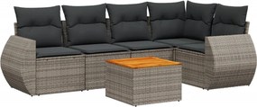 vidaXL 6 részes szürke polyrattan kerti ülőgarnitúra párnákkal