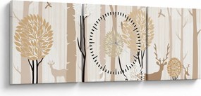 Kép - Illusztrált erdő (órával) (90x30 cm)