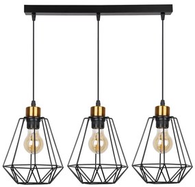 Csillár zsinóron PRIMO 3xE27/60W/230V fekete/arany