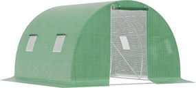 Outsunny Polytunnel Könnyen Beléphető Üvegház 3 x 3 m Zöldház 4 Ablakkal Növényi Fagyvédelem Acélcső Sötét Zöld | Aosom