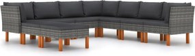 vidaXL 9 részes szürke polyrattan kerti ülőgarnitúra párnákkal
