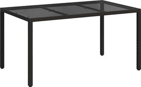 vidaXL Kerti Asztal Fekete 150 x 90 x 75 cm polirattan