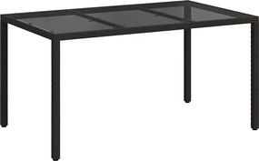 vidaXL Kerti Asztal Fekete 150 x 90 x 75 cm polirattan