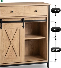 Komoda z Szufladami COLE 70 cm Dąb/Czarny