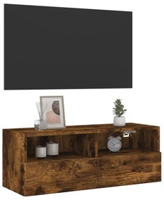 füstös tölgy színű szerelt fa fali TV-szekrény 80 x 30 x 30 cm