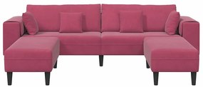 Bársony Kanapé párnával 3 pcs Bordó 208 cm Bársony
