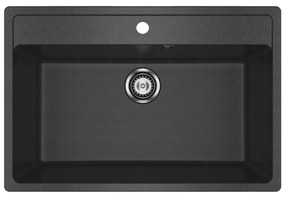 Ulgran U-600-308 Gránit Mosogatótálca - Egymedencés, Téglalap, Extra széles, Szemcsés Fekete