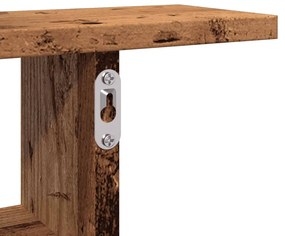 2 db antik fa színű szerelt fa fali polc 50 x 12 x 50 cm