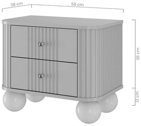 Vesper éjjeliszekrény készlet 56 cm - kasmír / diófa / arany fogantyúk / gömb alakú lábak