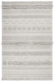 Világosszürke-krémszínű mosható kézi szövésű pamut szőnyeg 170x240 cm Air Natural – Lorena Canals