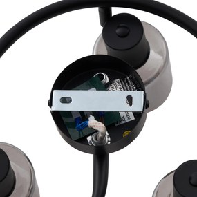 Modern mennyezeti lámpa fekete füstüveg spirállal 3-lámpás - Cilin