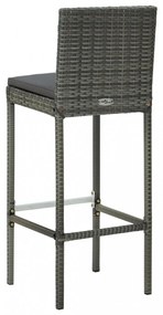 7 részes polyrattan kültéri bárszett antracitszürke párnákkal