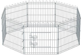 Kutya kennel, kutyaketrec, 61 cm magas, összecsukható kifutó 8 paneles, ezüst | VASHOME