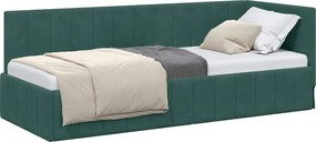 vidaXL Sarokágy keret fejtámlával Sötétzöld 80 cm x 200 cm Bársony