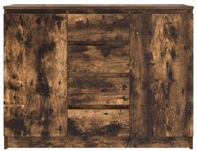 füstölt tölgy szerelt fa tálalószekrény fiókos 100,5x35x76 cm