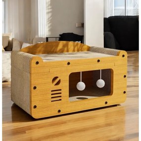 Macskaház 3 az 1-ben KITZONE 56x30 cm, bézs