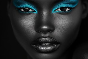 Vászonkép Canvas Portré Nő Arc Makró Fotó Neon Türkiz 120x80