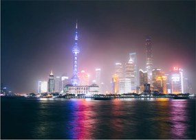 Éjszakai Shanghai képe (üvegen) (70x50 cm)