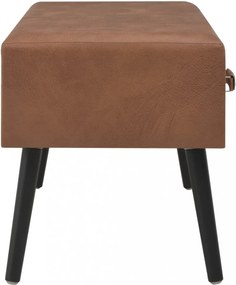 sötétbarna műbőr pad fiókokkal 80 cm