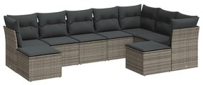 9 részes szürke polyrattan kerti ülőgarnitúra párnákkal