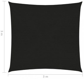 fekete HDPE napvitorla 160 g/m² 3 x 3 m