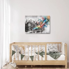 Üveg kép - Ipari élet (70x50 cm)