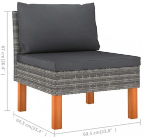4 részes szürke polyrattan kerti ülőgarnitúra párnákkal