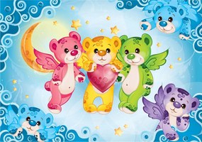 Fotótapéta Maci Angyalok csillagok szív vinil 368x280 Meseszoba +ragasztó