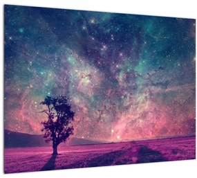 Kép - természetfeletti éjszakai égbolt (üvegen) (70x50 cm)