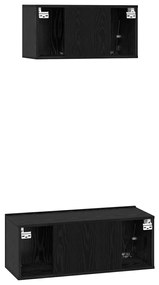TV szekrény garnitúra 2 pcs Musta tammi 80 x 30 x 30 cm Faanyag