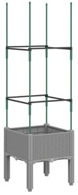 világosszürke PP rácsos kerti ültetőláda 40 x 40 x 142,5 cm
