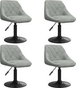 vidaXL 4 db világosszürke bársony forgó étkezőszék