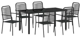 vidaXL Kert étkező szett 7 pcs Fekete Porszórt acél