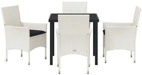 Kert étkező szett párnával 5 pcs Fehér Poli rattan