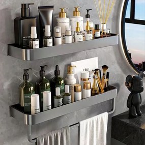 Zuhanypolc Fúrás Nélkül matt szürke 2db