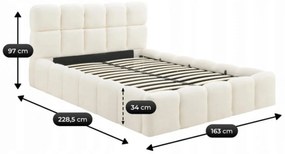 Krém Bouclé Franciaágy Ágyneműtartóval. 140x200 MURACJA