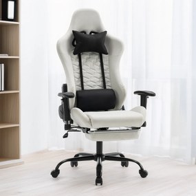 Irodai/gamer szék, fehér/fekete, teherbírás 150 kg, PAPIBAS
