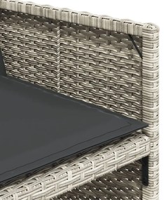 9részes világosszürke polyrattan kerti étkezőgarnitúra párnával