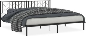 vidaXL fekete fém ágykeret fejtámlával 200 x 200 cm