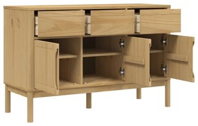 FLORO viaszbarna tömör fenyőfa tálalószekrény 114 x 43 x 74 cm