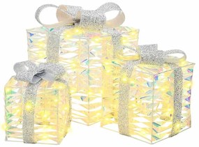 Ajándékdoboz 60 LED-del 3 pcs Meleg fehér 20 x 20 x 20 cm PET